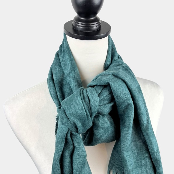 COACH Signature Logo C Scarf Muffler Wool Silk Angora Blend Turquoise F39703 NEW - Picture 3 of 7